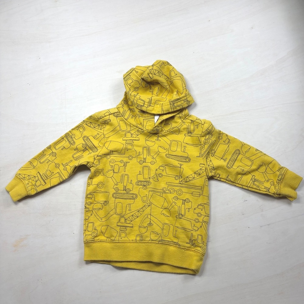 Carters Toddler Boys Yellow Construction Vehicle Print Hoodie 18M Pullover